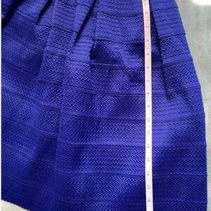 Blue Knee-Length Bubble Skirt with Pleats